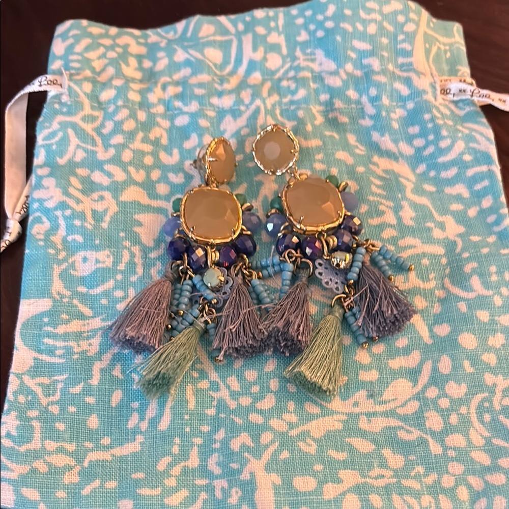 Lilly Pulitzer Blue and waterside Statement Earrings